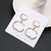 Pearl Letter Pendant Earrings Double Letter Designer Charm Studs Women Personalized Diamond Eardrops Wholesale