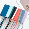 Custodie per telefoni Crossbody Collana Cinghia Cordino Cavo Custodia per telefono in silicone liquido per iPhone 13 12 MiNi 11 Pro X XR XS Max 6s 7 8 Plus SE 2 Cover