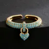 New Fashion Micro Pave Heart Charm Open Ring for Women Gift