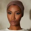 Vêtements ethniques Africain Headtie Musulman Femmes Solide Couleur Côte Tricot Croix Bandage Bottoming Cap Tube Monochrome Inner Caps HatEthnic