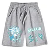 Men's Shorts Anime Killua Print Summer Man Woman Casual Loose Beach Cotton Short Pants