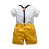 Top och baby boy kläder sätter spädbarn födda kläder shorts ärm s + overalls 2pcs outfits sommarbes 220326