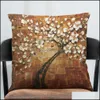 Pillow Case Single-Sided Printing Flower Tree Home Cushion Ers 45X45Cm Cu Dh1Uw