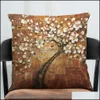 Funda De Almohada Impresión De Una Cara Árbol De Flores Cojín Para El Hogar Ers 45X45Cm Cu Dh1Uw