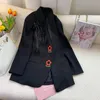 Women's Suits & Blazers Flower Button Blazer Women Spring Black Single Breasted Suit Loose Office Straight Jacket High QualityWomen's