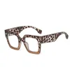 Occhiali da sole Retro Uomo Nero Occhiali con lenti trasparenti Montatura Occhiali da vista quadrati oversize Occhiali da vista Miopia Vintage Leopard Eyewear DonnaOcchiali da sole