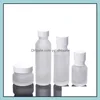 Förpackningsflaskor Office School Business Industrial Frosted Glass Jar Lotion Cream Round Cosmetic Jars Dhjkw