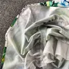 Zomerbaan Hydrangea Floral Gedrukte groene Strapghetti -band Dames Dames Beach Boho Puff Sleeve Knie Lengte Jurk 2022