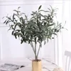 Artificial Vivid Olive Plants Branch Green Leaves Garden Decorations 4 Branches Greenery Home Decor Plants Wreath