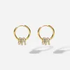 Hoop Huggie Arrival Trendy 14K PVD Gold plaqué 2 mm en acier inoxydable 3 cercles boucles d'oreilles en zircone cubique pavée pour les femmes bijoux bijoux
