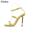 Sandaler EilyKen Ny Ankomst Gladiator Green High Heels Skor Kvinnor Kvadrat Huvud Öppna Toe Strappy Women 220317