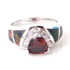 fashion opal rings fire opal with Garnet red stone OR026-5