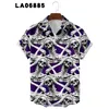 Skjortor för män sommar blommiga element 3d digital utskrift trend lös kortärmad herrskjorta Top 6xl stor storlek 220401