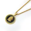 Brand Designer Round Coin Necklace Fashion Circle Gold Steel Hip Hop Rock Jewelry for Men 60cm Chains