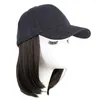 Visores elegantes chapéus de beisebol de beisebol respirável feminino tampa de cor pura à prova de vento com perucas