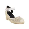 Sandalen Sandalias Mujer Promotion Knöchel-Wrap Sapatos Mulher Keile Absatzschuhe Geschlossene Zehe Damen Slingback weiß