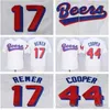 GLAC202 gestikte heren 44 Joe Cooper Baseball Jersey 17 Doug Remer Milwaukee Beers Moive Jerseys White S-3xl Viva Villa Baseball Jersey