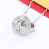 Luxury Heart Pendant Screw Halsband Kvinnor Rund Rostfritt stål Par dubbelcirkel Guldhalsbandsmycken för nackgåvor för kvinna