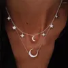 Hänghalsband mode personlighet dubbel lager halsband för kvinnor bohemisk stjärna moon crystal kort krage choker juvelrypendant gudl22