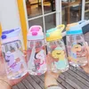 귀여운 만화 플라스틱 컵 어린이 물병 휴대용 밀짚 컵 창조적 인 핸디 컵 여름 학생 물 머그잔 T9I002014