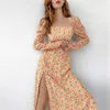 Kvinnklänning Lång delad sommar eleganta klänningar för kvinnor mode sommarduk för kvinnliga kläder 220516