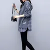 Vrouwen Casual Fake Tweedelige Hoodies Sweatshirts Mode Britse Stijl Plaid Shirt Losse Lente Pullover S21008 220324