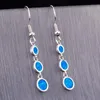 Dingle ljuskronor oval form ocean blå eld opal silver pläterade smycken för kvinnor droppe öronringar klädselnierardangle5358851