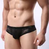 Underpants Fashion Men Lace Convex Pouch Shorts Small Boxer Sexy Transparent Panties Ultra-thin Low Rise Breathable BriefsUnderpants