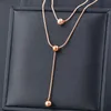 Pendant Necklaces Stainless Steel Necklace Metal Ball Long Gold Color Chain Women's Fashion Jewelry 2022 XL281 SSKPendant