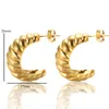 Baumeln Kronleuchter Frauen Modeschmuck Anlauffreie Edelstahl Kettenform Ohrringe Für Silber Gold Farbe Twisted Horns EarringDangl