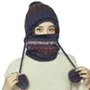 Bérets pièces ensemble hiver chapeau écharpe pour femmes Plus velours pompon bonnets tricoté femme épais et ensemblebérets