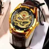 Zegarek na rękę luksusowe męskie zegarki moda wytłaczona złota smok diamentowa zegarek dla mężczyzn Wodoodporne świetliste zegarek na rękę męską clockwristwa
