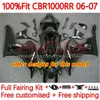 Wtryskowe korpus formy do Honda CBR 1000 RR CC 1000RR 1000cc 06-07 Bodywork 114NO.7 100%Fit CBR1000 RR CBR1000RR 06 07 CBR1000-RR 2006 2007 OEM Fairing Kit Gloss Black Black