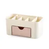 Boîtes de rangement Bodes Boîte d'organisateur de maquillage en plastique en acrylique avec tiroir Coton Stick Case à lèvres Porte-brosse