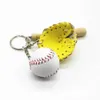 Luva de bola de beisebol de couro bastão de madeira 3pcs chaveiro chaveiro bolas esportivas tema softball porta-chaves bolsa bolsa charme pingente 5726601