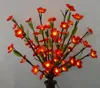 Ghirlande di fiori decorativi Ramo di fiori di ciliegio Luce con foglia verde 20 "60 LED Decorazione della tavola di nozze di Natale Ramoscello LightDecor