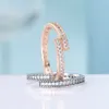 Authentic 925 Sterling Silver Ring Rose Gold Sparkling Overlapping With CZ Rings for Women Wedding Engagement Ring smycken Bague Wholesale 199491c01 189491c01