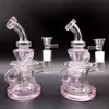 Mini Pink Hookahs Bong Dab Rigs Glass Oil Rigs Recycler Bubbler Double comb Percolator Waterpipe With 14mm banger Unique 10mm bangers