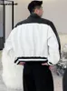 Mauroicardi Spring White and Black Color Block Faux Leather Bomber Jacket Men Oversized Casual Designer Clothes Fashion 220816