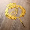 Andere festliche Partyartikel XY-Leaves Crown Cake Topper Benutzerdefinierter Goldbuchstabe Personalisierter Name Hochzeitsinitialen Niedliche TopperSonstiges