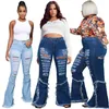 Broek Grote maten 2023 Afrikaanse Dames Mode Jeans Gewassen Denim Met Gaten