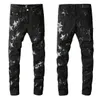 Ami Hommes Femmes Designers Jeans Distressed Ripped Biker Slim Denim Droit Pour Hommes S Imprimer Armée Mode Mans Skinny Pants321v