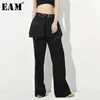 EAM New Spring Autumn High Waist black split joint personality long wide leg Loose Pants Women Trousers Fashion JQ7810 201012