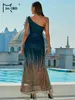 Missord zomerjurk vrouwen maxi tassel pailletten feest sexy een schouderavondzijde split backless long prom black vestidos 220510