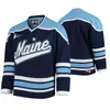 NCAA Custom Maine Black Bears College-Hockey-Trikots, Damen-Patrick-Shea-Trikot, Eduards Tralmaks, Rob Mcgovern, Jeremy Swayman, blau genäht