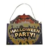 Halloween Door Sign with Lights Wooden Happy-Halloween Porch-Sign Horror Pumpkin Hanging Decor for Indoor Outdoor Home Wall