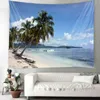 トロピカルビーチタペストリーノルディックスタイルヒッピーリビングルーム寝室の装飾学習サイケデリックブランケットJ220804