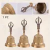 Handmade Fengshui Hand Bell Herbata Medytacja Alarm Modlitwa Lucky Service Desktop Tybetański Buddyjski Głośny Call Dinner Mosiądz Portable 220425