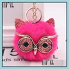 Porte-clés Bijoux Mignon Animal Pompon Belle Jolie Hibou Porte-clés Est Wonderfly Fluffy Fantastique Doux Et Fuzzy Pendentif Keyfo Dhhzj