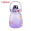 1300ml Sports Water Bottle Female Summer Portable Large-capacity Straw Cup Cute Pot Belly Student Children Kawaii Cups Drinkware 220307